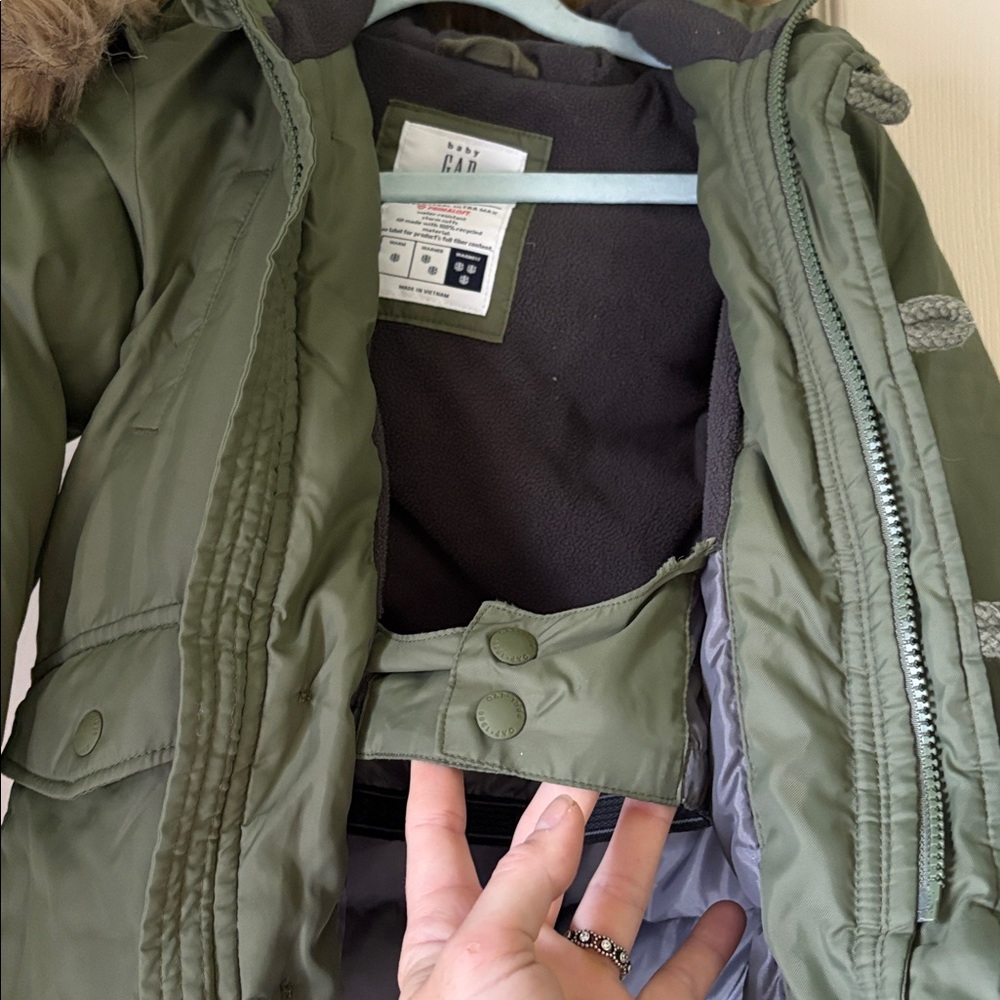 GAP Kids Puffer Jacket in Olive Green - Picture 2 of 11